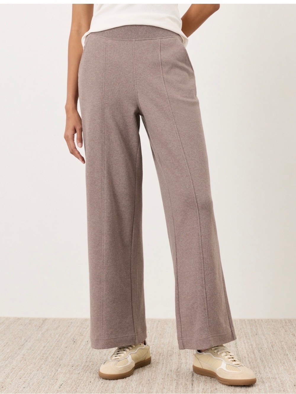 Wide Leg Knit Pants in Taupe